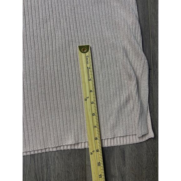 Anthropologie Saturday Sunday XS Metallic Ribbed Knit Lace Up Midi Dress Pink - Picture 8 of 9